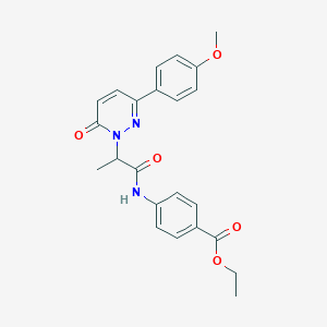 molecular formula C23H23N3O5 B2452722 ethyl 4-(2-(3-(4-methoxyphenyl)-6-oxopyridazin-1(6H)-yl)propanamido)benzoate CAS No. 1203107-17-8