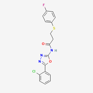 molecular formula C17H13ClFN3O2S B2452738 N-[5-(2-chlorophenyl)-1,3,4-oxadiazol-2-yl]-3-(4-fluorophenyl)sulfanylpropanamide CAS No. 896019-61-7