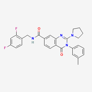 molecular formula C27H24F2N4O2 B2452765 N-[(2,4-difluorophenyl)methyl]-3-(3-methylphenyl)-4-oxo-2-(pyrrolidin-1-yl)-3,4-dihydroquinazoline-7-carboxamide CAS No. 1251623-90-1