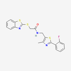2-(benzo[d]thiazol-2-ylthio)-N-((2-(2-fluorophenyl)-4-methylthiazol-5-yl)methyl)acetamide