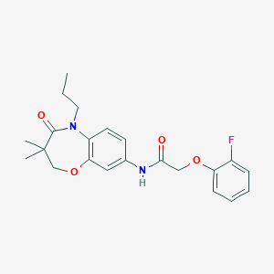 molecular formula C22H25FN2O4 B2452786 N-(3,3-dimethyl-4-oxo-5-propyl-2,3,4,5-tetrahydrobenzo[b][1,4]oxazepin-8-yl)-2-(2-fluorophenoxy)acetamide CAS No. 921795-48-4