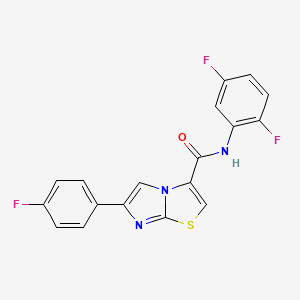 molecular formula C18H10F3N3OS B2452794 N-(2,5-difluorophenyl)-6-(4-fluorophenyl)imidazo[2,1-b][1,3]thiazole-3-carboxamide CAS No. 1049346-89-5