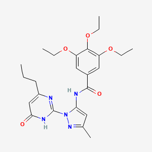 molecular formula C24H31N5O5 B2452809 3,4,5-Triethoxy-N-(3-methyl-1-(6-oxo-4-propyl-1,6-dihydropyrimidin-2-yl)-1H-pyrazol-5-yl)benzamide CAS No. 1020517-89-8