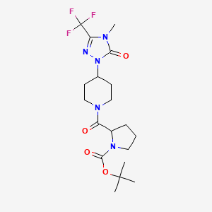 tert-butyl 2-(4-(4-methyl-5-oxo-3-(trifluoromethyl)-4,5-dihydro-1H-1,2,4-triazol-1-yl)piperidine-1-carbonyl)pyrrolidine-1-carboxylate