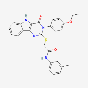 molecular formula C27H24N4O3S B2452817 2-((3-(4-ethoxyphenyl)-4-oxo-4,5-dihydro-3H-pyrimido[5,4-b]indol-2-yl)thio)-N-(m-tolyl)acetamide CAS No. 536708-33-5