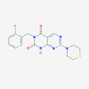 molecular formula C17H16FN5O2S B2452821 3-(2-fluorobenzyl)-7-thiomorpholinopyrimido[4,5-d]pyrimidine-2,4(1H,3H)-dione CAS No. 2195877-95-1