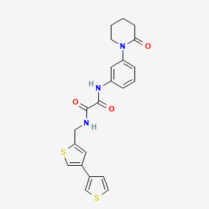 molecular formula C22H21N3O3S2 B2452829 N-({[3,3'-bithiophene]-5-yl}methyl)-N'-[3-(2-oxopiperidin-1-yl)phenyl]ethanediamide CAS No. 2379984-36-6