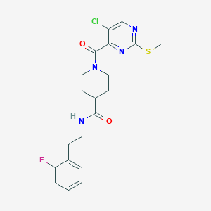 molecular formula C20H22ClFN4O2S B2452843 1-[5-chloro-2-(methylsulfanyl)pyrimidine-4-carbonyl]-N-[2-(2-fluorophenyl)ethyl]piperidine-4-carboxamide CAS No. 1223289-78-8