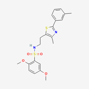 molecular formula C21H24N2O4S2 B2452846 2,5-dimethoxy-N-(2-(4-methyl-2-(m-tolyl)thiazol-5-yl)ethyl)benzenesulfonamide CAS No. 873010-44-7