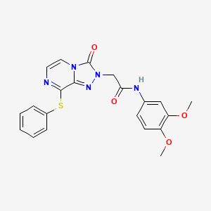 molecular formula C21H19N5O4S B2452848 N-(3,4-dimethoxyphenyl)-2-[3-oxo-8-(phenylsulfanyl)-2H,3H-[1,2,4]triazolo[4,3-a]pyrazin-2-yl]acetamide CAS No. 1251679-33-0