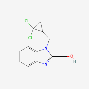 molecular formula C14H16Cl2N2O B2452857 2-(1-((2,2-dichlorocyclopropyl)methyl)-1H-benzo[d]imidazol-2-yl)propan-2-ol CAS No. 923185-13-1