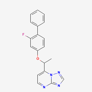 molecular formula C19H15FN4O B2452860 7-{1-[(2-Fluoro[1,1'-biphenyl]-4-yl)oxy]ethyl}[1,2,4]triazolo[1,5-a]pyrimidine CAS No. 477888-50-9