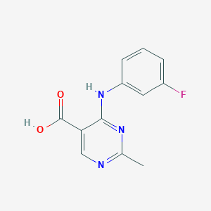 molecular formula C12H10FN3O2 B2452882 4-(3-氟苯胺基)-2-甲基嘧啶-5-羧酸 CAS No. 1529588-40-6