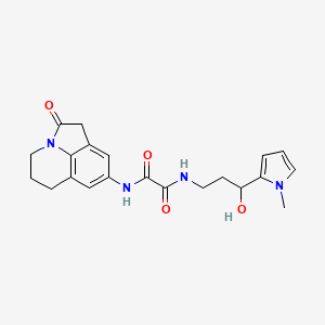 molecular formula C21H24N4O4 B2452897 N'-[3-hydroxy-3-(1-methyl-1H-pyrrol-2-yl)propyl]-N-{2-oxo-1-azatricyclo[6.3.1.0^{4,12}]dodeca-4,6,8(12)-trien-6-yl}ethanediamide CAS No. 1795443-35-4