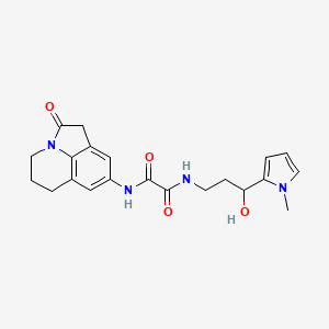 molecular formula C21H24N4O4 B2452897 N-[3-Hydroxy-3-(1-methylpyrrol-2-yl)propyl]-N'-(2-oxo-1-azatricyclo[6.3.1.04,12]dodeca-4,6,8(12)-trien-6-yl)oxamide CAS No. 1795443-35-4