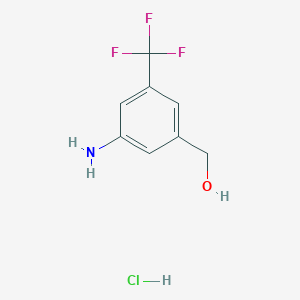 molecular formula C8H9ClF3NO B2452907 [3-氨基-5-(三氟甲基)苯基]甲醇；盐酸盐 CAS No. 2460755-66-0