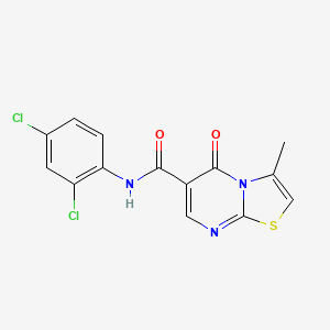 molecular formula C14H9Cl2N3O2S B2452914 N-(2,4-dichlorophenyl)-3-methyl-5-oxo-5H-[1,3]thiazolo[3,2-a]pyrimidine-6-carboxamide CAS No. 851945-48-7