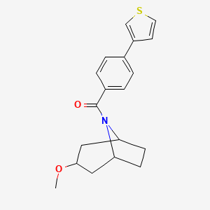 B2452920 ((1R,5S)-3-methoxy-8-azabicyclo[3.2.1]octan-8-yl)(4-(thiophen-3-yl)phenyl)methanone CAS No. 2191213-85-9