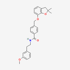 molecular formula C27H29NO4 B2452924 4-(((2,2-dimethyl-2,3-dihydrobenzofuran-7-yl)oxy)methyl)-N-(3-methoxyphenethyl)benzamide CAS No. 941944-09-8