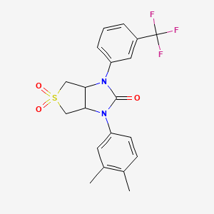 molecular formula C20H19F3N2O3S B2452964 1-(3,4-dimethylphenyl)-3-(3-(trifluoromethyl)phenyl)tetrahydro-1H-thieno[3,4-d]imidazol-2(3H)-one 5,5-dioxide CAS No. 879930-86-6