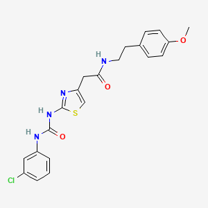 molecular formula C21H21ClN4O3S B2452971 2-(2-(3-(3-chlorophenyl)ureido)thiazol-4-yl)-N-(4-methoxyphenethyl)acetamide CAS No. 897621-28-2