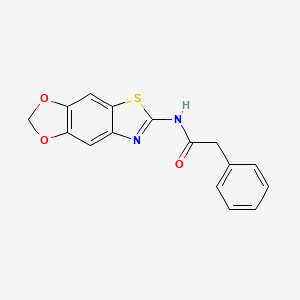 molecular formula C16H12N2O3S B2452995 N-{4,6-dioxa-10-thia-12-azatricyclo[7.3.0.0^{3,7}]dodeca-1(9),2,7,11-tetraen-11-yl}-2-phenylacetamide CAS No. 892853-36-0