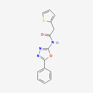 molecular formula C14H11N3O2S B2452998 N-(5-phenyl-1,3,4-oxadiazol-2-yl)-2-(thiophen-2-yl)acetamide CAS No. 921816-12-8