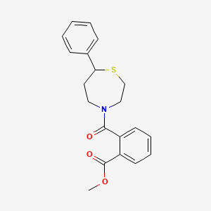 molecular formula C20H21NO3S B2453002 Methyl 2-(7-phenyl-1,4-thiazepane-4-carbonyl)benzoate CAS No. 1797562-18-5