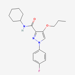 molecular formula C19H24FN3O2 B2453075 N-cyclohexyl-1-(4-fluorophenyl)-4-propoxy-1H-pyrazole-3-carboxamide CAS No. 1209106-64-8