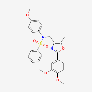molecular formula C26H26N2O6S B2453076 N-{[2-(3,4-dimethoxyphenyl)-5-methyl-1,3-oxazol-4-yl]methyl}-N-(4-methoxyphenyl)benzenesulfonamide CAS No. 1251559-94-0