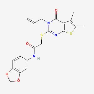 N-(2H-1,3-benzodioxol-5-yl)-2-{[5,6-dimethyl-4-oxo-3-(prop-2-en-1-yl)-3H,4H-thieno[2,3-d]pyrimidin-2-yl]sulfanyl}acetamide