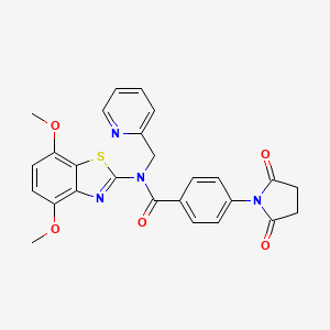 molecular formula C26H22N4O5S B2453101 N-(4,7-dimethoxy-1,3-benzothiazol-2-yl)-4-(2,5-dioxopyrrolidin-1-yl)-N-[(pyridin-2-yl)methyl]benzamide CAS No. 923088-61-3