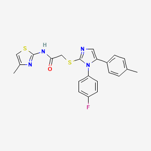 2-((1-(4-fluorophenyl)-5-(p-tolyl)-1H-imidazol-2-yl)thio)-N-(4-methylthiazol-2-yl)acetamide