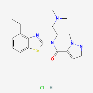 molecular formula C18H24ClN5OS B2453133 N-(2-(dimethylamino)ethyl)-N-(4-ethylbenzo[d]thiazol-2-yl)-1-methyl-1H-pyrazole-5-carboxamide hydrochloride CAS No. 1185111-86-7