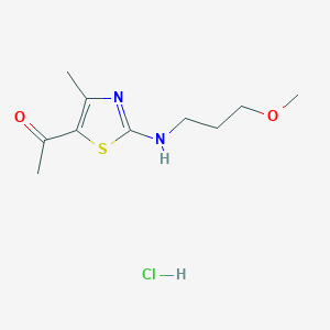 molecular formula C10H17ClN2O2S B2453156 1-{2-[(3-Methoxypropyl)amino]-4-methyl-1,3-thiazol-5-YL}ethanone hydrochloride CAS No. 1431966-64-1