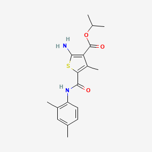 molecular formula C18H22N2O3S B2453157 Propan-2-yl 2-amino-5-[(2,4-dimethylphenyl)carbamoyl]-4-methylthiophene-3-carboxylate CAS No. 350997-02-3