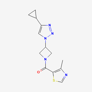 molecular formula C13H15N5OS B2453163 (3-(4-cyclopropyl-1H-1,2,3-triazol-1-yl)azetidin-1-yl)(4-methylthiazol-5-yl)methanone CAS No. 2097857-42-4