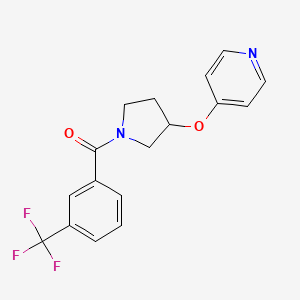 molecular formula C17H15F3N2O2 B2453165 (3-(Pyridin-4-yloxy)pyrrolidin-1-yl)(3-(trifluoromethyl)phenyl)methanone CAS No. 2034446-06-3