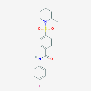 molecular formula C19H21FN2O3S B2453192 N-(4-fluorophenyl)-4-[(2-methylpiperidin-1-yl)sulfonyl]benzamide CAS No. 333453-19-3