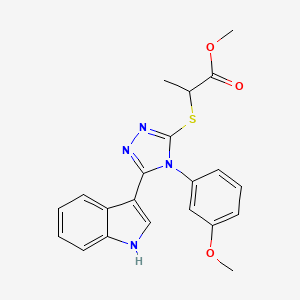 molecular formula C21H20N4O3S B2453226 methyl 2-((5-(1H-indol-3-yl)-4-(3-methoxyphenyl)-4H-1,2,4-triazol-3-yl)thio)propanoate CAS No. 852145-57-4