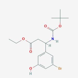 molecular formula C16H22BrNO5 B2453237 Ethyl 3-(3-bromo-5-hydroxyphenyl)-3-{[(tert-butoxy)carbonyl]amino}propanoate CAS No. 2459963-00-7