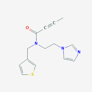 molecular formula C14H15N3OS B2453260 N-(2-Imidazol-1-ylethyl)-N-(thiophen-3-ylmethyl)but-2-ynamide CAS No. 2411229-48-4
