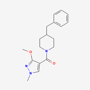 molecular formula C18H23N3O2 B2453262 4-benzyl-1-(3-methoxy-1-methyl-1H-pyrazole-4-carbonyl)piperidine CAS No. 1014048-73-7