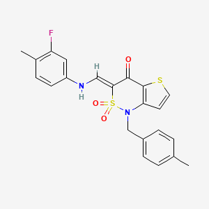 (3Z)-3-{[(3-fluoro-4-methylphenyl)amino]methylene}-1-(4-methylbenzyl)-1H-thieno[3,2-c][1,2]thiazin-4(3H)-one 2,2-dioxide