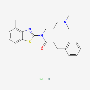 molecular formula C22H28ClN3OS B2453281 N-(3-(dimethylamino)propyl)-N-(4-methylbenzo[d]thiazol-2-yl)-3-phenylpropanamide hydrochloride CAS No. 1052530-01-4