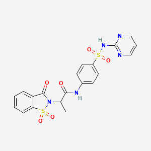 2-(1,1-dioxido-3-oxobenzo[d]isothiazol-2(3H)-yl)-N-(4-(N-(pyrimidin-2-yl)sulfamoyl)phenyl)propanamide
