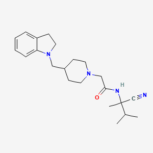 molecular formula C22H32N4O B2453330 N-(2-Cyano-3-methylbutan-2-yl)-2-[4-(2,3-dihydroindol-1-ylmethyl)piperidin-1-yl]acetamide CAS No. 2178770-56-2
