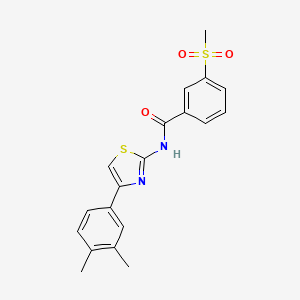 molecular formula C19H18N2O3S2 B2453354 N-(4-(3,4-dimethylphenyl)thiazol-2-yl)-3-(methylsulfonyl)benzamide CAS No. 880280-58-0