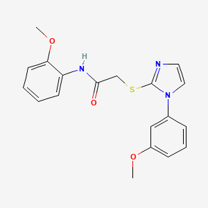 molecular formula C19H19N3O3S B2453400 N-(2-methoxyphenyl)-2-((1-(3-methoxyphenyl)-1H-imidazol-2-yl)thio)acetamide CAS No. 851132-53-1