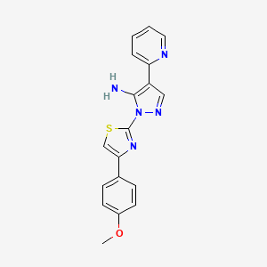 molecular formula C18H15N5OS B2453418 1-[4-(4-methoxyphenyl)-1,3-thiazol-2-yl]-4-(2-pyridinyl)-1H-pyrazol-5-amine CAS No. 956361-17-4